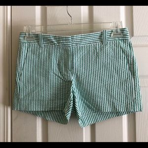 J. Crew green seersucker city shorts SZ 2